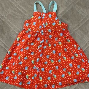 Picapino bird button front sundress blue bow on back